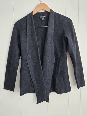 Eileen Fisher Charcoal Heather Open-Front Knit Jacket-Size S